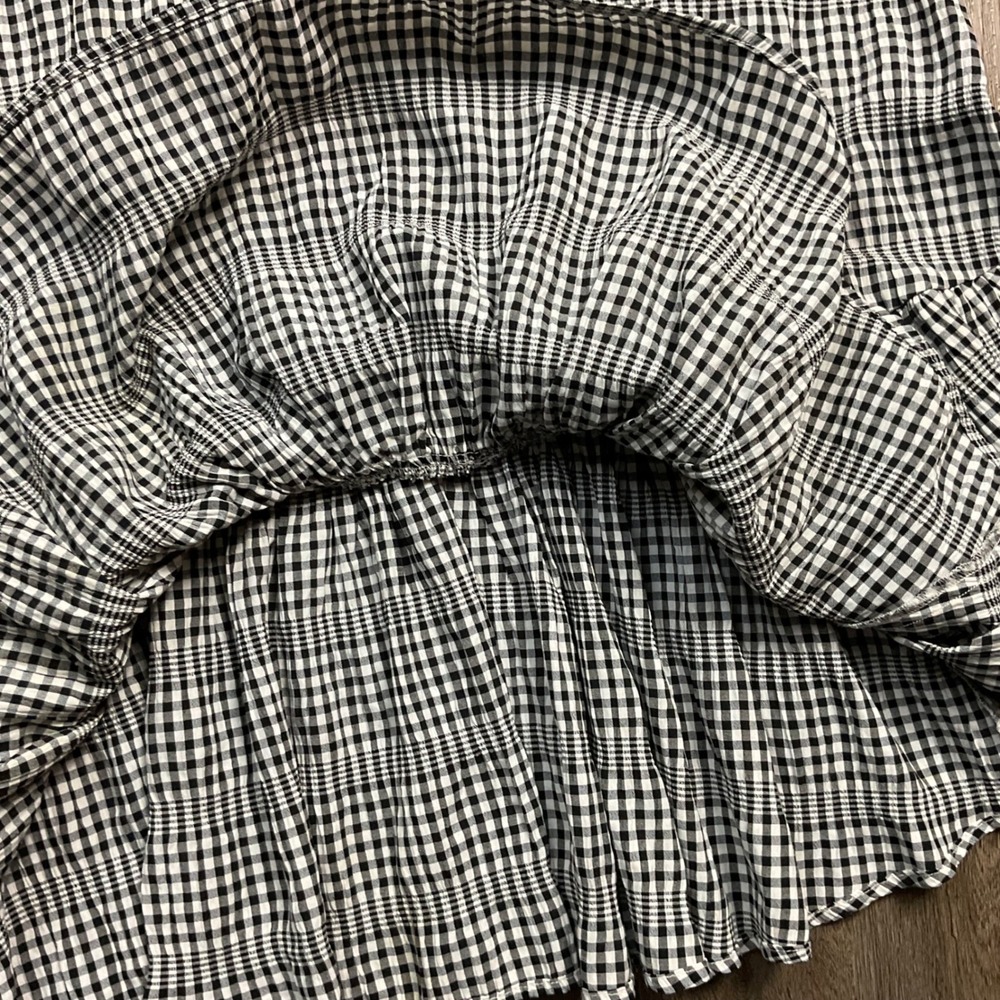 Calvin Klein Gingham Ruffle Hem Babydoll Dress Womens 14 Black White Cottagecore - Picture 5 of 8